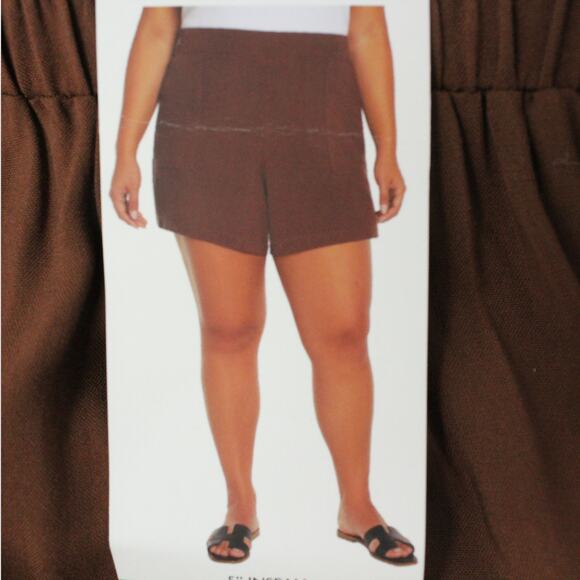 NEW XL Wildfox Rayon Shorts Brown PatchPocket Elastic PullOn 5"Inseam - Picture 8 of 10